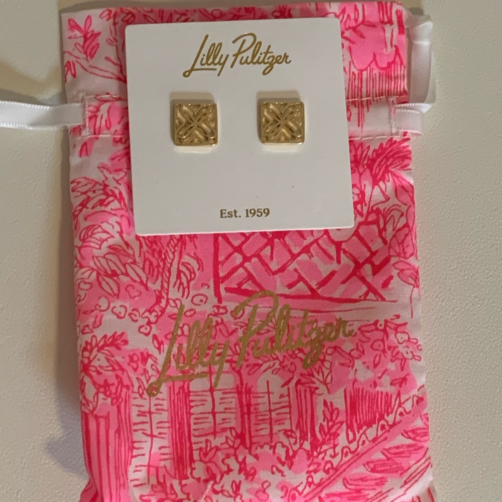 BRAND NEW Lilly Pulitzer ‘Lilly Logo Earrings’ - Picture 1 of 5